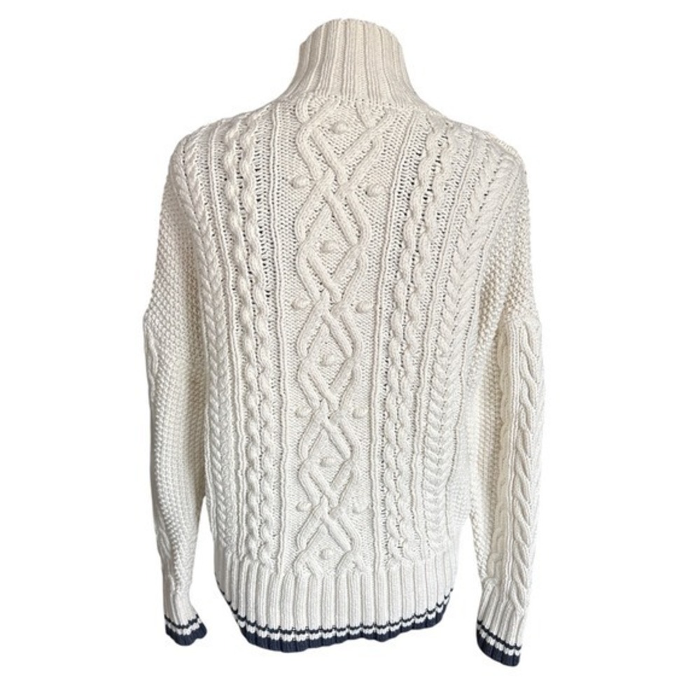 Vineyard Vines Tipped Island Fisherman Mock Sweater, Marshmallow/Navy, Medium - Picture 3 of 5
